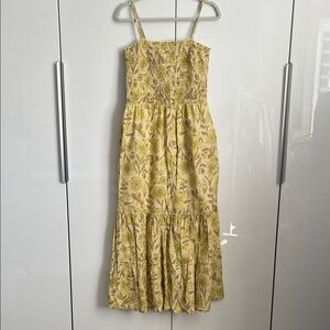 Chelsea & Theodore Yellow Floral Cotton Maxi Dress, Size M
